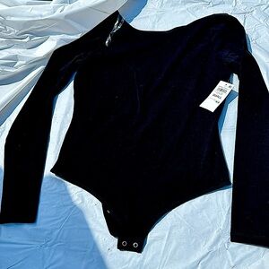 LEOTARD/BODYSUIT by ON 34th with long sleeves. Black. Size SMALL